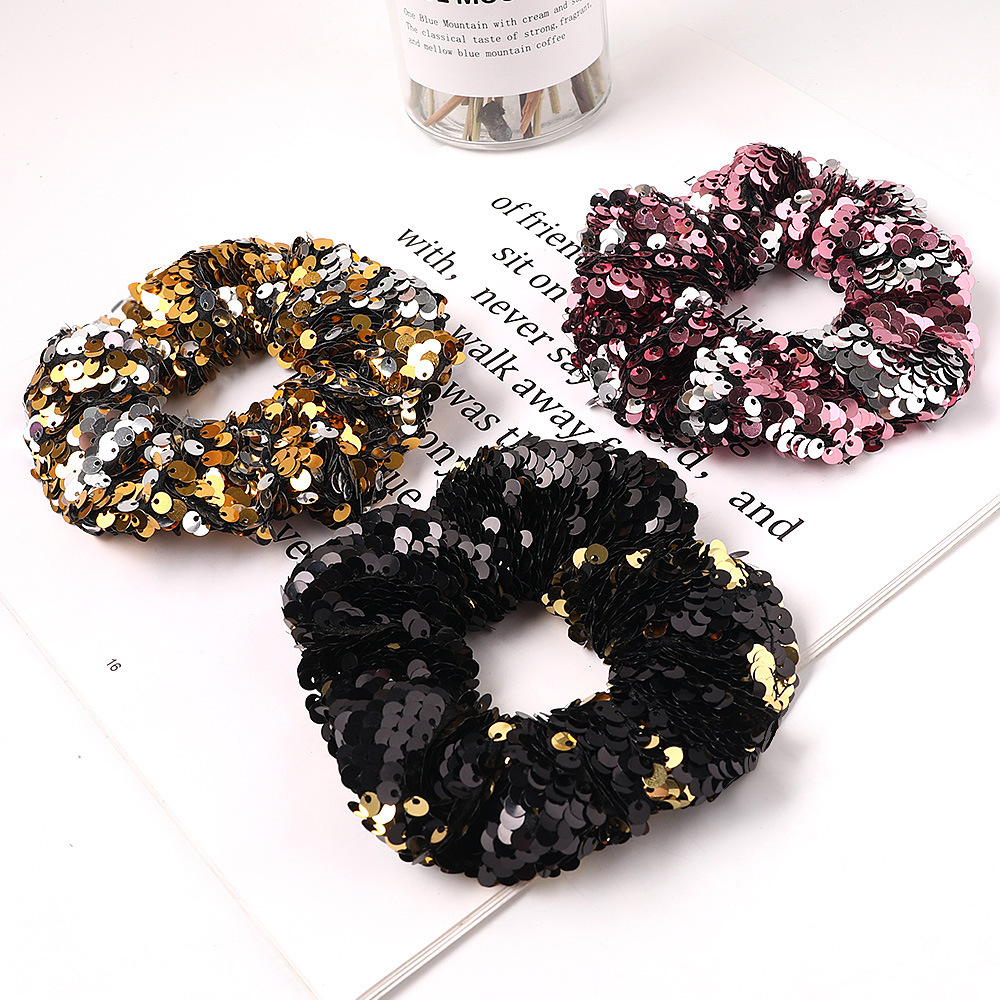 The New Fashion Two-color Flipped Fish Scale Large Sequins Cheap Scrunchies Wholesale display picture 11