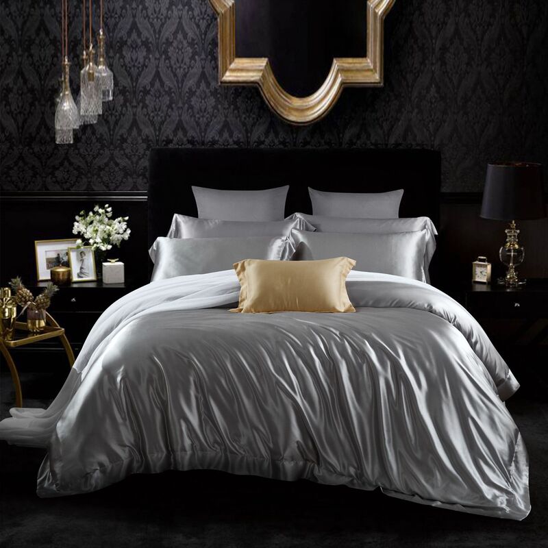Mulberry Silk Four-Piece Set Sheet Silk Bedding Kit Fashionable Solid Color Customized by Manufacturers Mulberry Silk Four-Piece Set Sheet Silk Bedding Kit Fashionable Solid Color Customized by Manufacturers