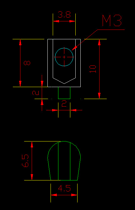竖形焊盘口定位铜柱端子高10mm