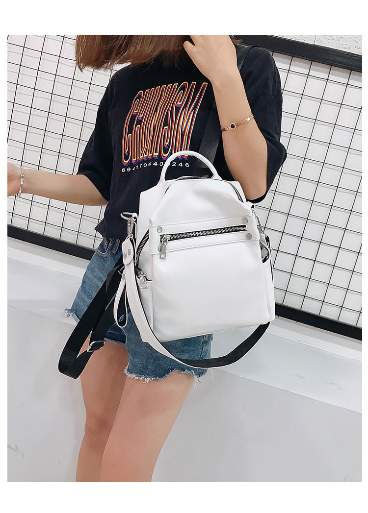 Korean New Trendy Fashion All-match Soft Leather Personalized Casual Shoulder Backpack display picture 5
