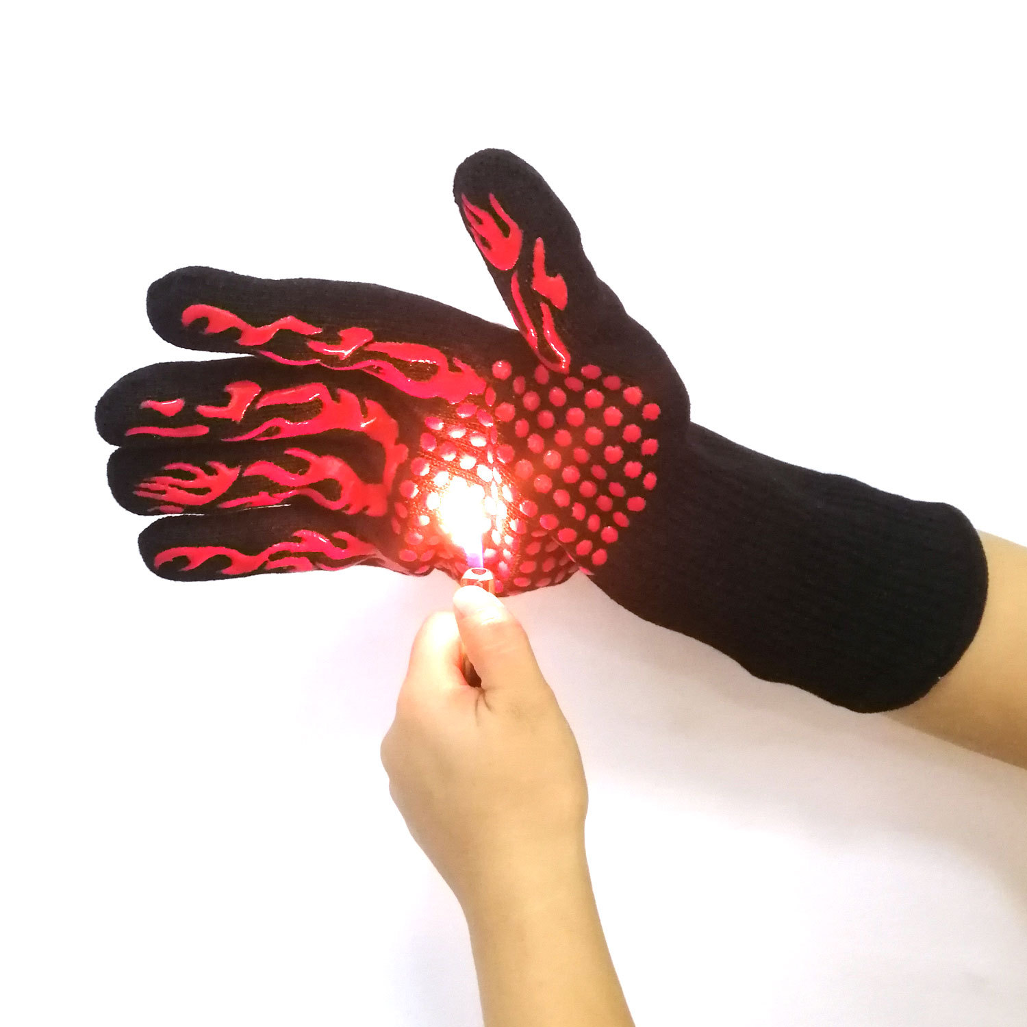 热销款BBQ烧烤 800度耐高温手套 微波炉阻燃防滑隔热手套厂家直供