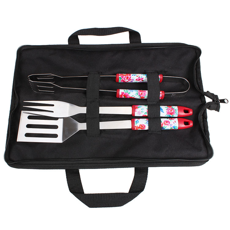 FUENTE Patrón de traje de barbacoa de acero inoxidable de fábrica mango bolsa de tela 3-Piece Grill suministros de barbacoa al aire libre