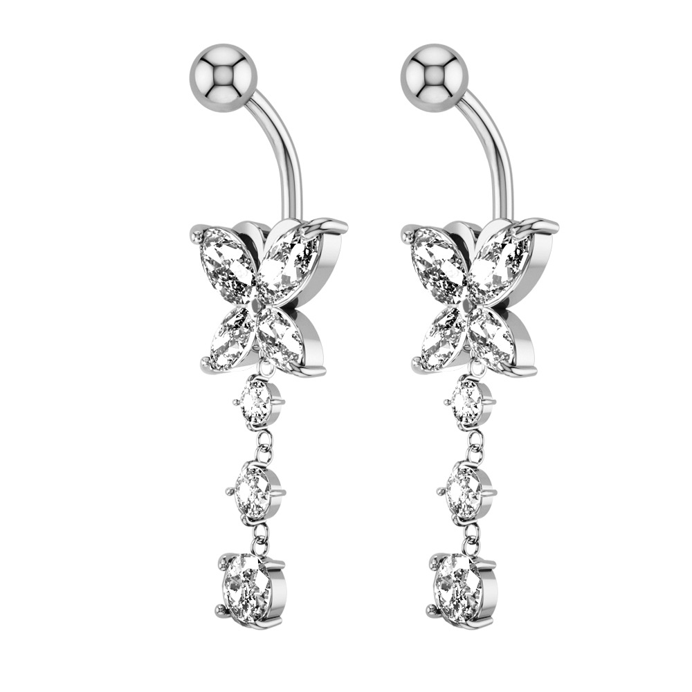 Piercing all'ombelico con bottone in zircone a farfalla, nuovo e creativo_voghion.com