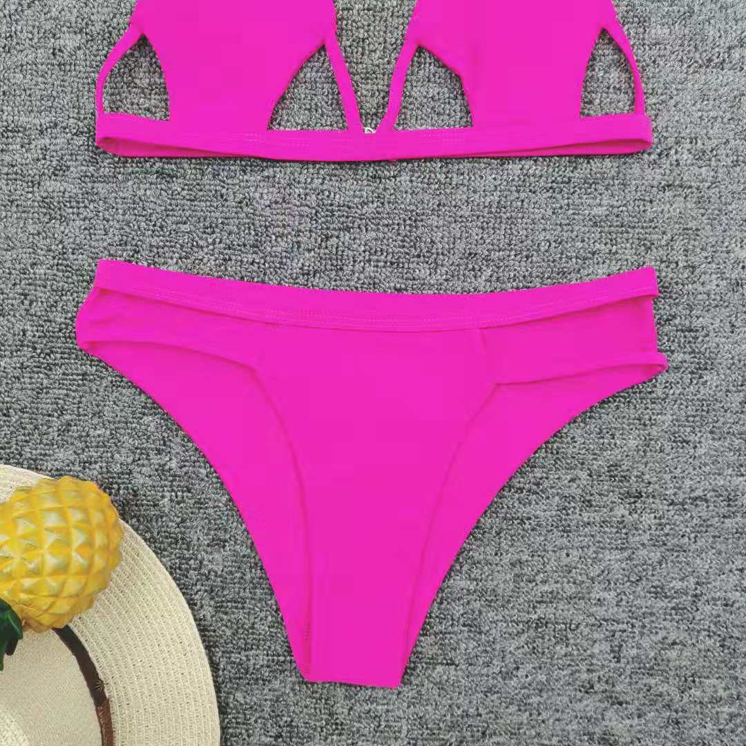 solid color split hollow swimsuit bikini  NSZO1728