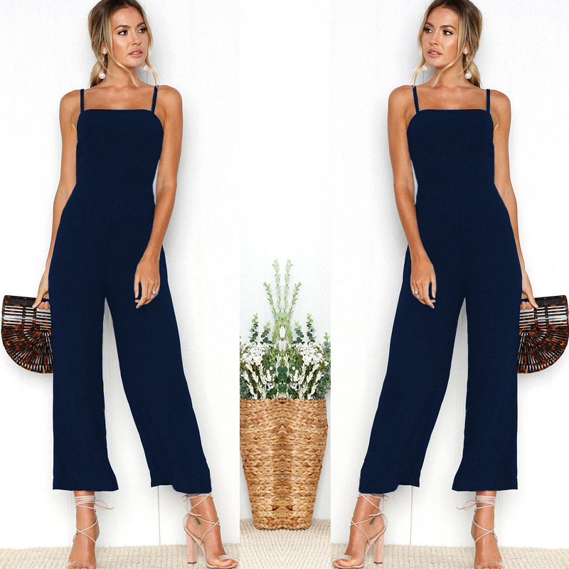 Spring and Summer Jumpsuit Sexy Suspenders Wrapped Chest Zipper Pants Women