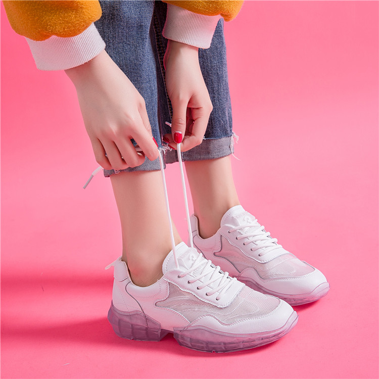 老爹鞋女2019春季新款厚底运动鞋ins潮韩版百搭水晶网红小白鞋女|ms