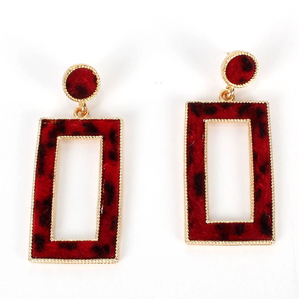 Pendientes De Leopardo Cuadrados De Moda display picture 2