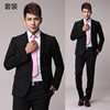 新款男士西服商务纯色坑皱小西装套装男修身面试正装结婚新郎礼服|ms