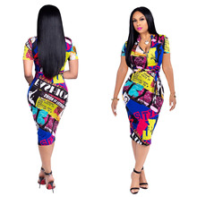 SMR9035_1 亚马逊时尚 欧美跨境火爆V领修身性感短袖女装连体裙