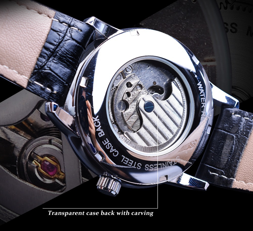 Forsining Men's Mechanical Wrist Watch Automatic Skeleton Moon_voghion.com