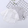 日系风棉麻中袖儿童衬衫 2019新款夏季男童韩版衬衣一件代发|ms
