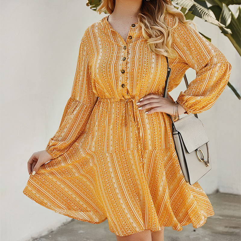 spring long-sleeved dress  NSQH7904