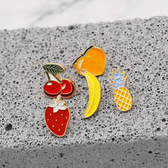 志嘉飾品 跨境歐美時尚創意熱銷 卡通水果拼盤套裝胸針 衣飾配飾
