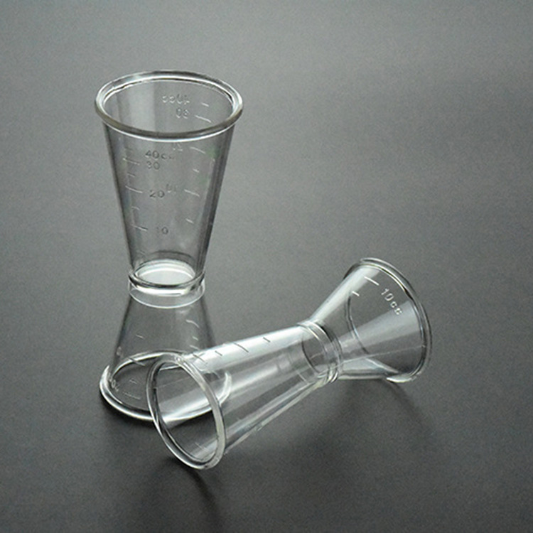 PC oz taza de medición taza de doble cabeza Shaker con escala oz taza de medición copa de vino grande 20-40cc ventas directas de la fábrica
