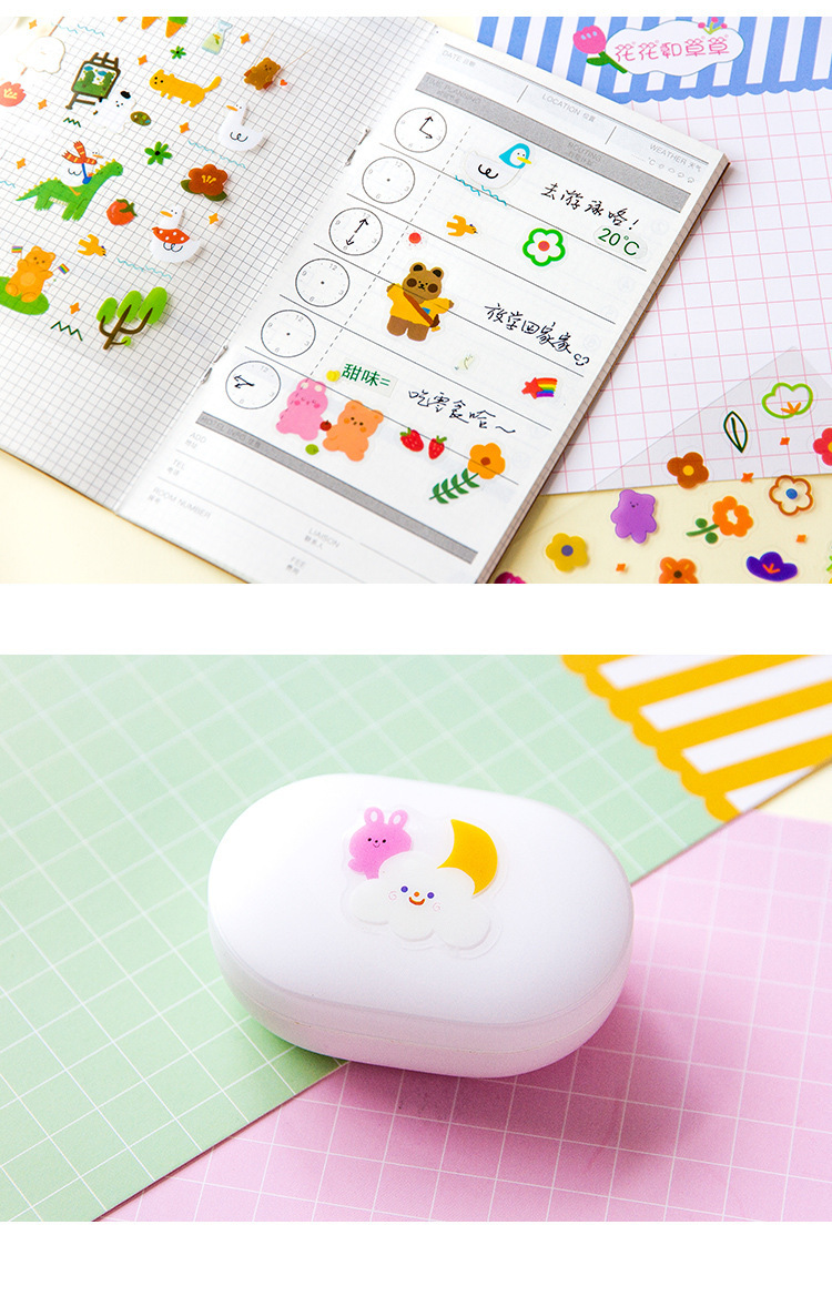 Class, Learning, School Occasion Korean Style Ins Cartoon Cute Soft Candy Bear Hand Ledger Sticker Creative Mobile Phone Decorative Material Transparent Waterproof Stickers