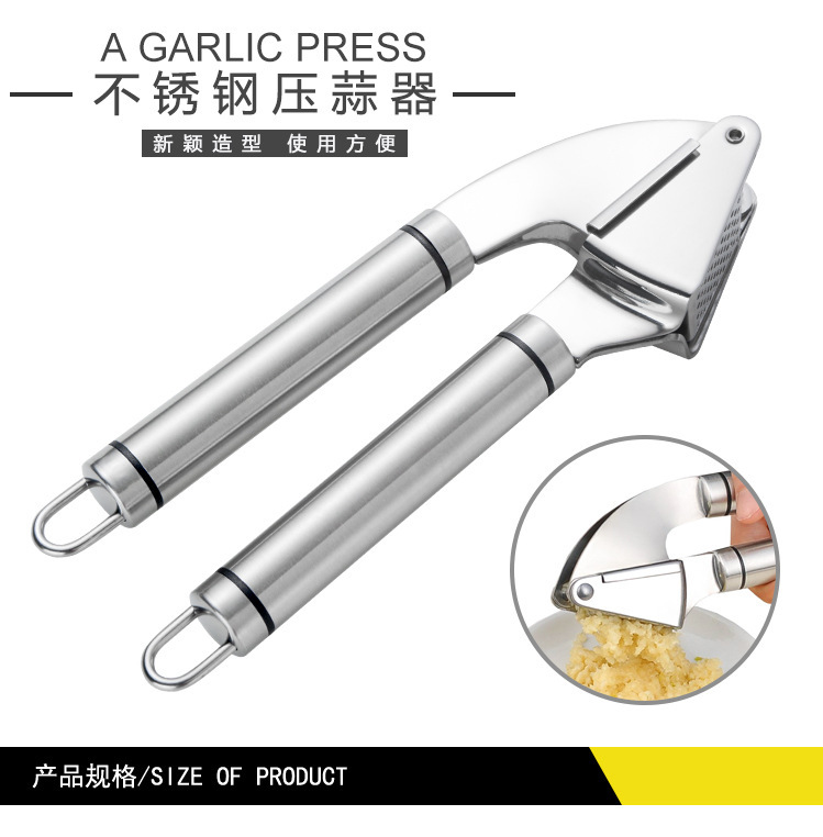 kitchen Gadgets Stainless steel 304 Garlic presses Three-piece Suite Brush Garlic is multi-function Garlic peeler