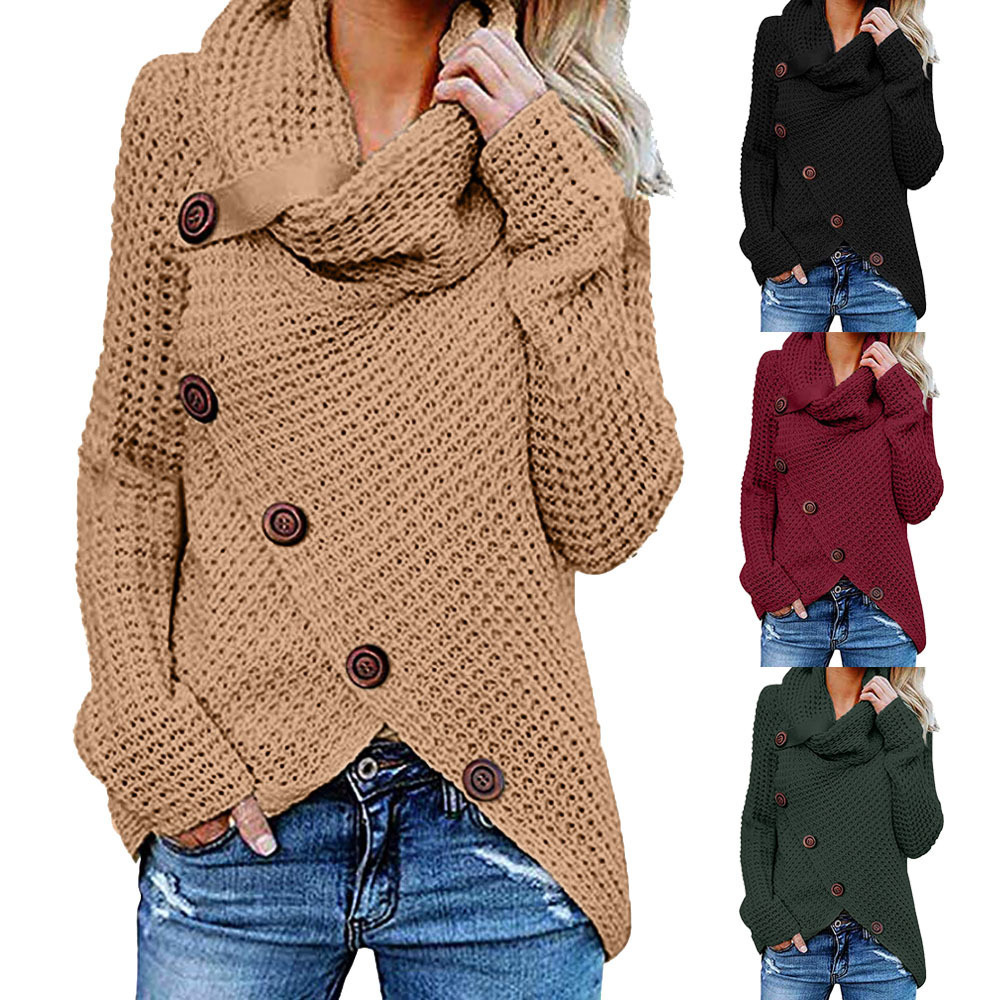 2023 Otoño e Invierno de las mujeres de manga larga irregular prendas de punto suéter deseo Amazon popular europeo y americano Venta caliente image 1