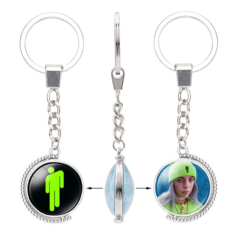 Star Billie Eilish Billie Eilish Perimeter Accessories Double-Sided Rotatable Pendant Keyring
