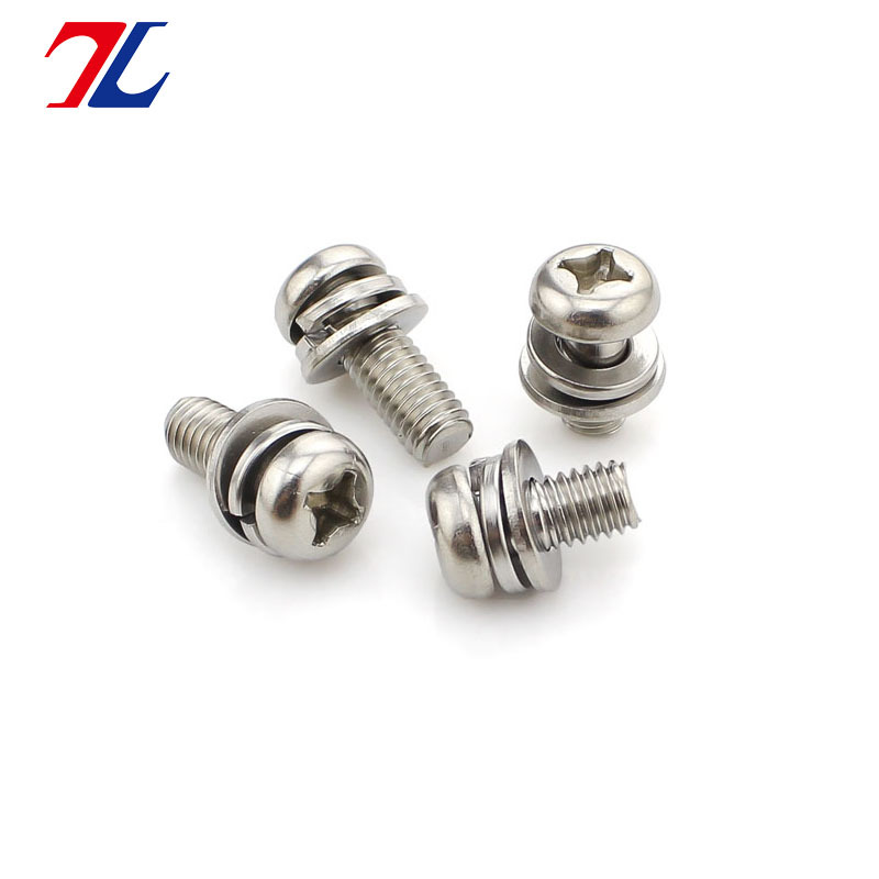 GB9074.8 316不锈钢十字槽盘头/圆头三组合螺丝/机螺丝 M3-M6