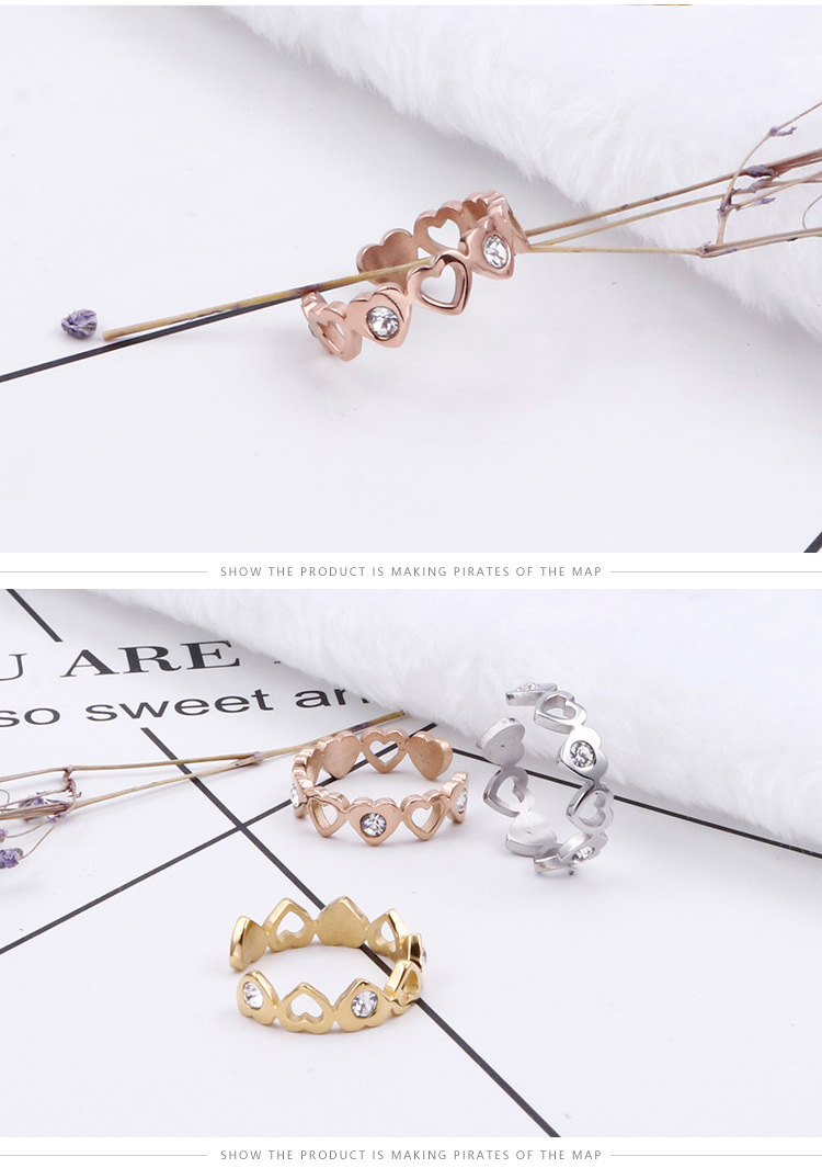 Korean Style Popular Simplicity Titanium Steel Heart-shaped Open Ring Female Simple Japanese And Korean Trendy Heart-shaped Index Finger Students' Ring display picture 3