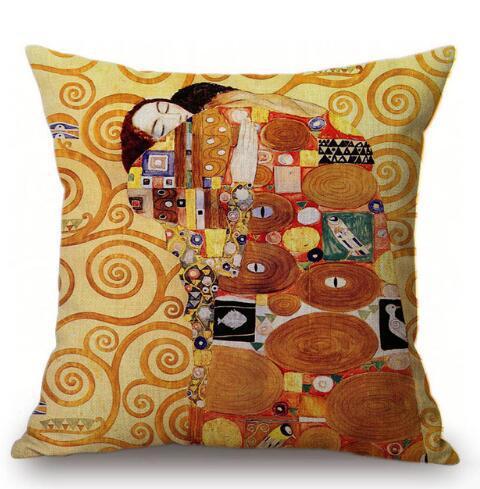 Van Gogh oil painting pillow abstract literary back sofa pillow Mucha beautiful girl sunflower pillow case