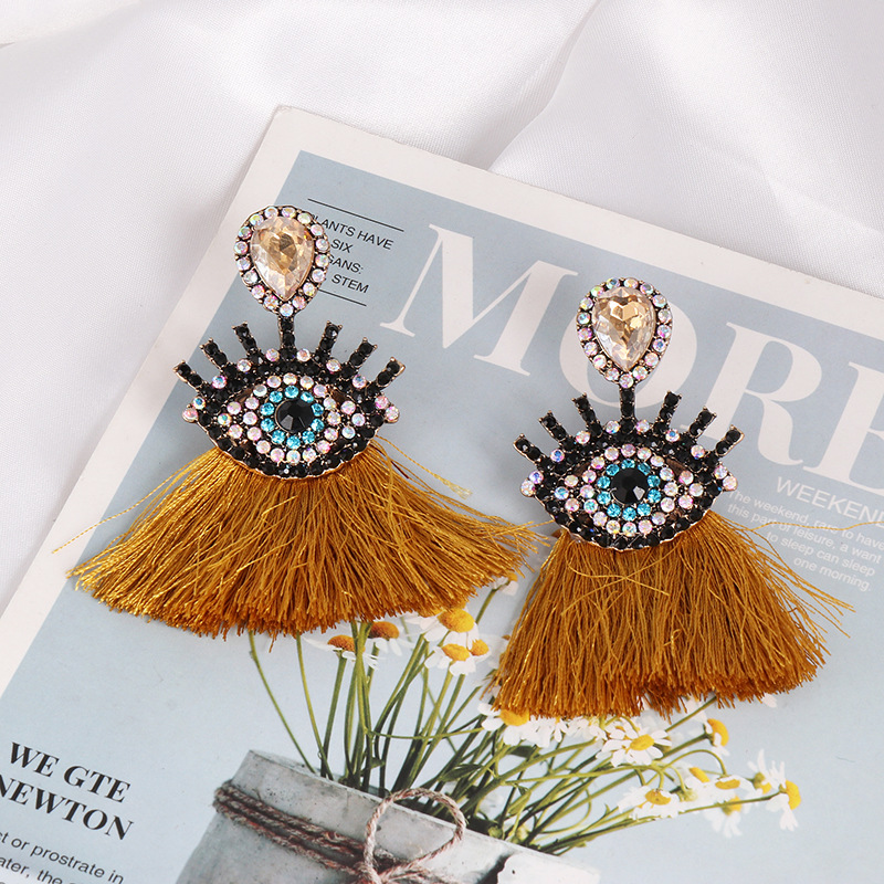 Fashion Vintage Diamond Eye Tassel Earrings display picture 14