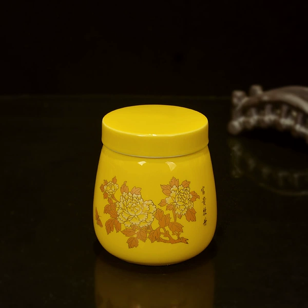 Yellow Peony Penguin Ceramic Jar 220ml