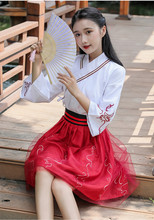 改良汉服女学生夏季古装学生日常汉服中国风套装少女短裙超仙飘逸
