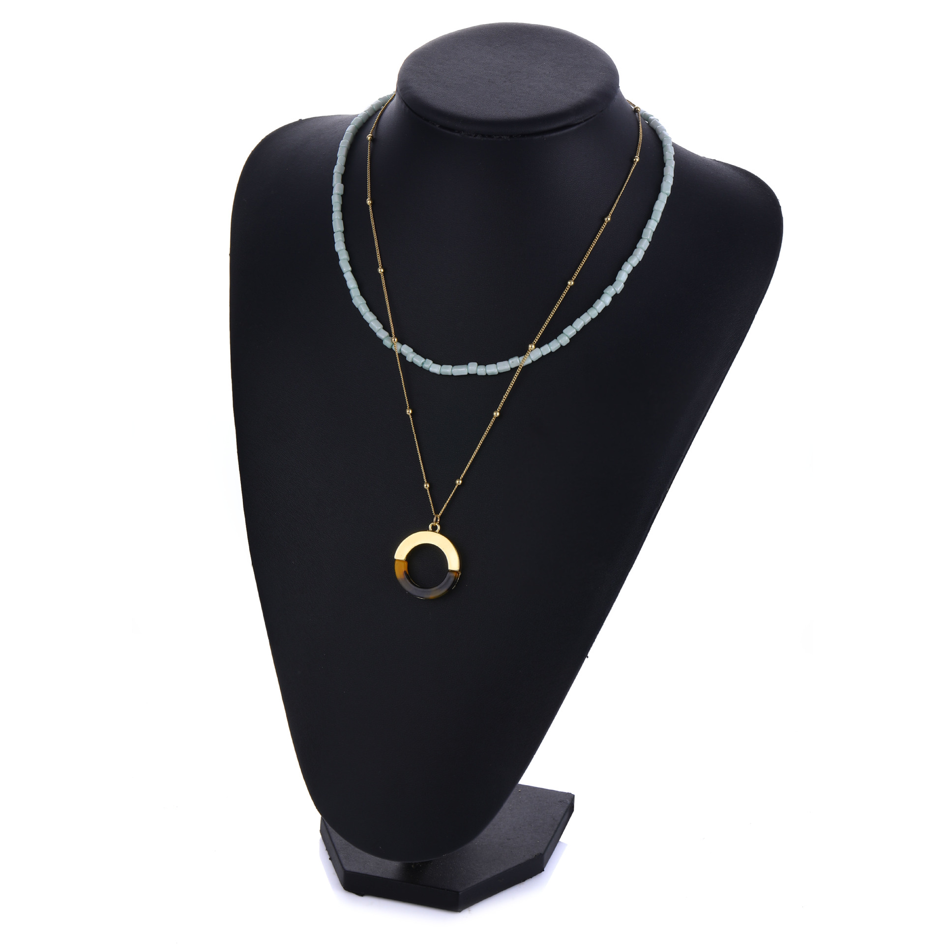 亞馬遜爆款歐美飾品時(shí)尚個(gè)性天然石頭頸鏈合金豹紋板材吊墜項(xiàng)鏈女