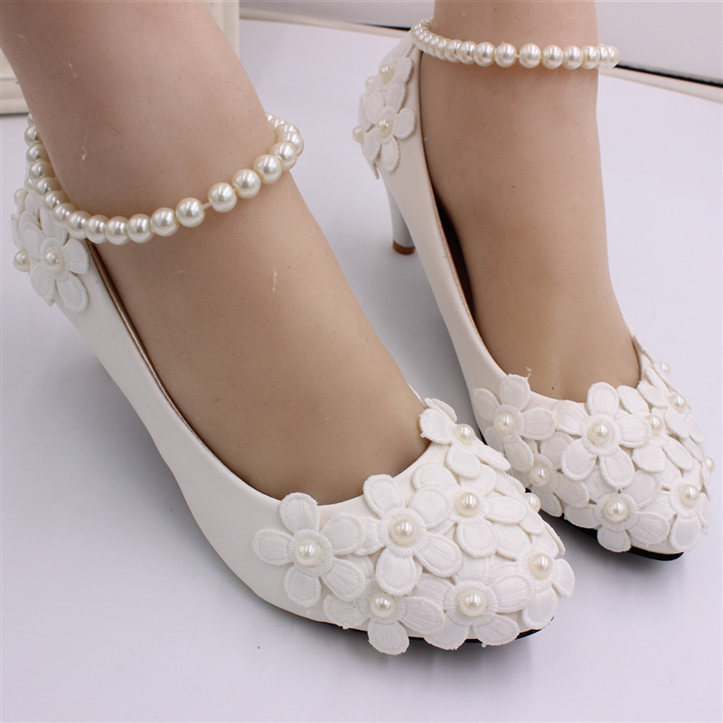 【星辰猫】圆珠脚链新娘婚鞋白色高跟鞋女供货跨境 厂家货源BH166
