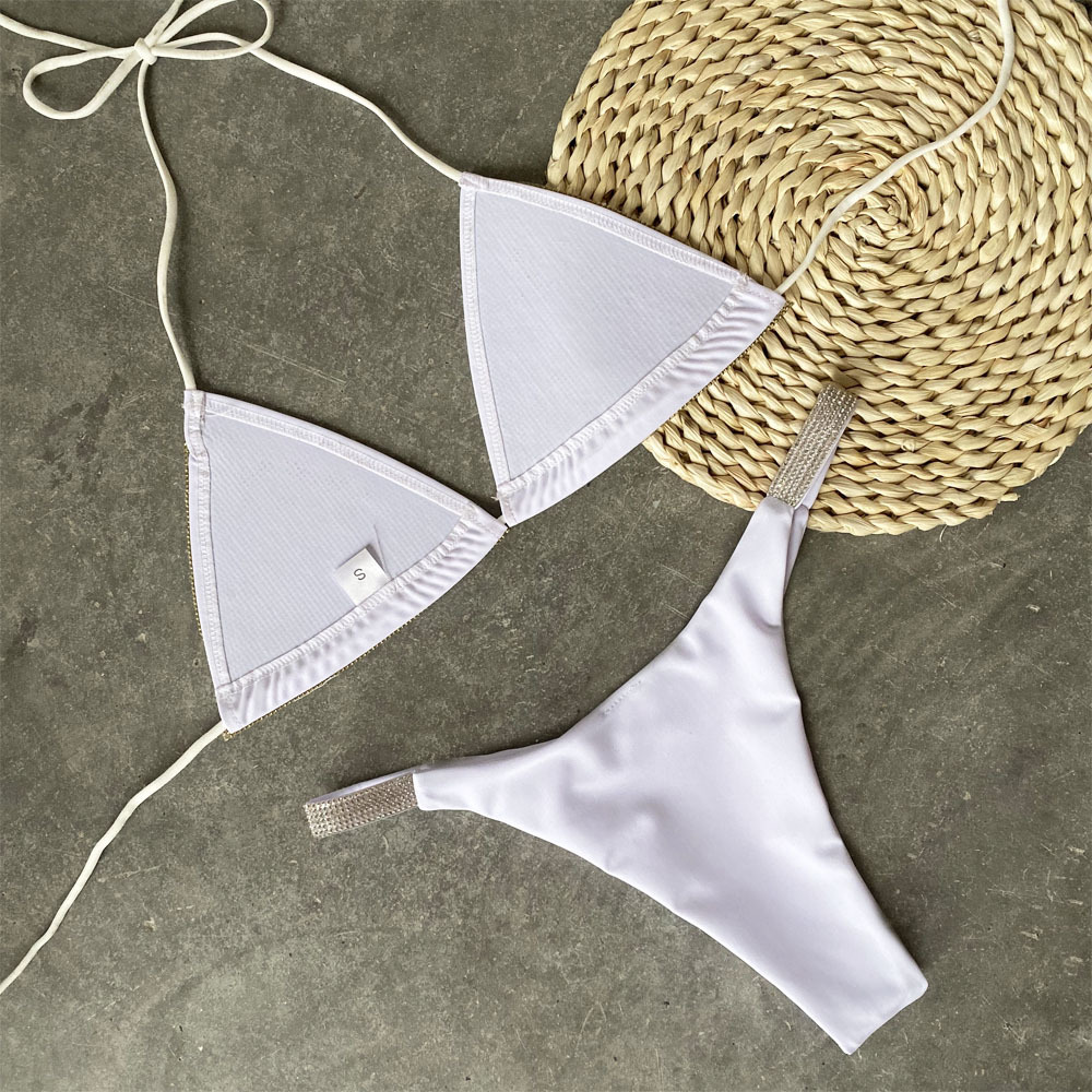 Bikini con decoración de diamantes de imitación con lentejuelas NSFPP96408