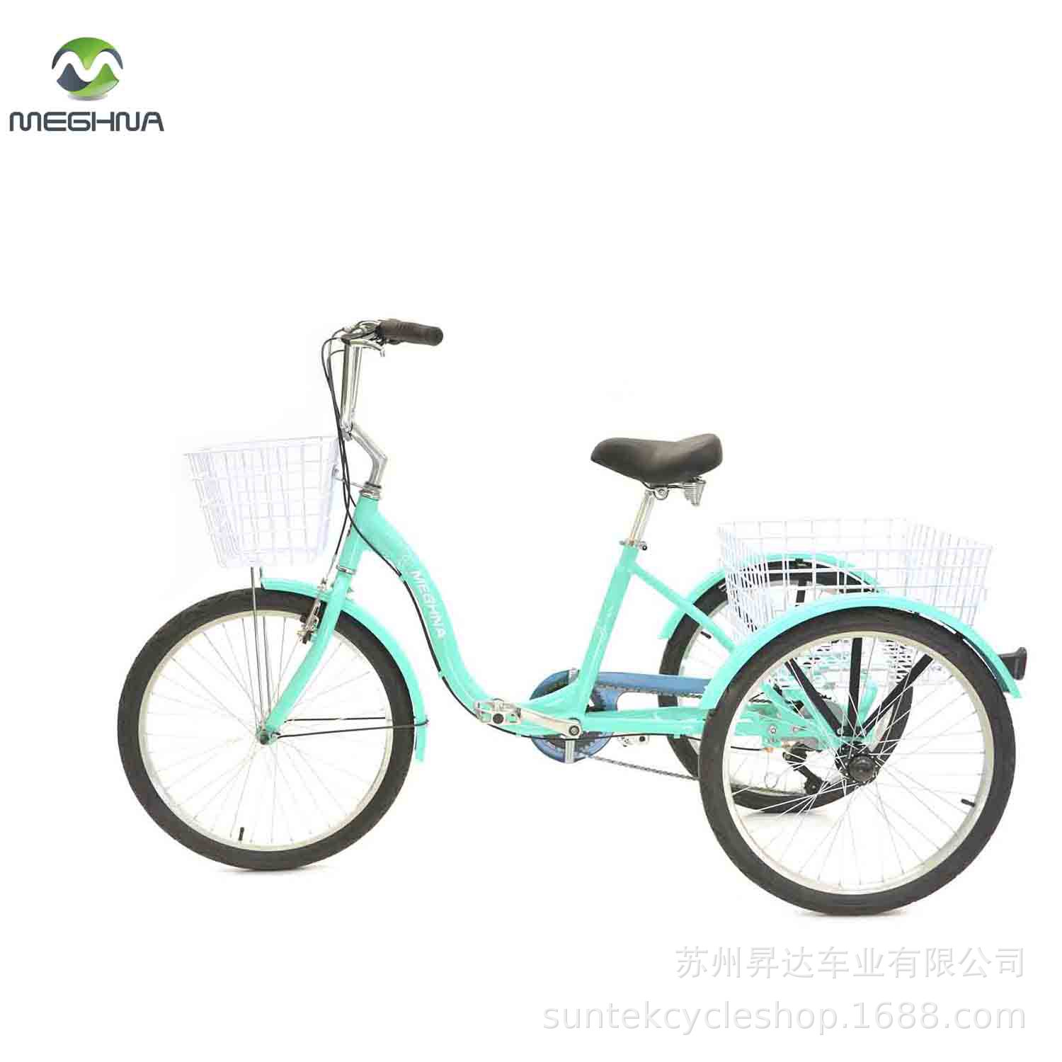 新设计老年人脚蹬人力休闲运货代步三轮车 24寸7速铝合金三轮车