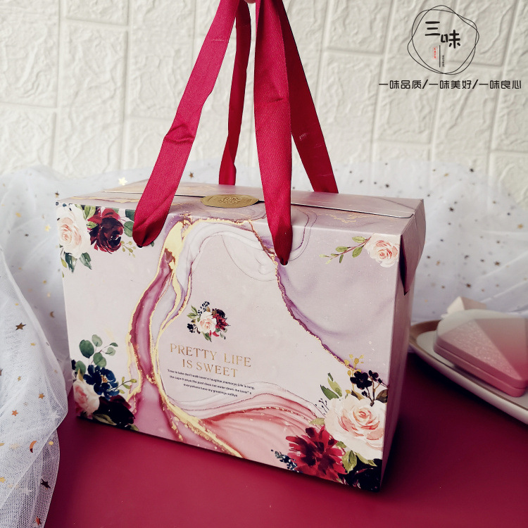 阿胶糕手提包装盒手工雪花酥蛋黄酥牛轧饼干纸盒特产阿胶糕盒