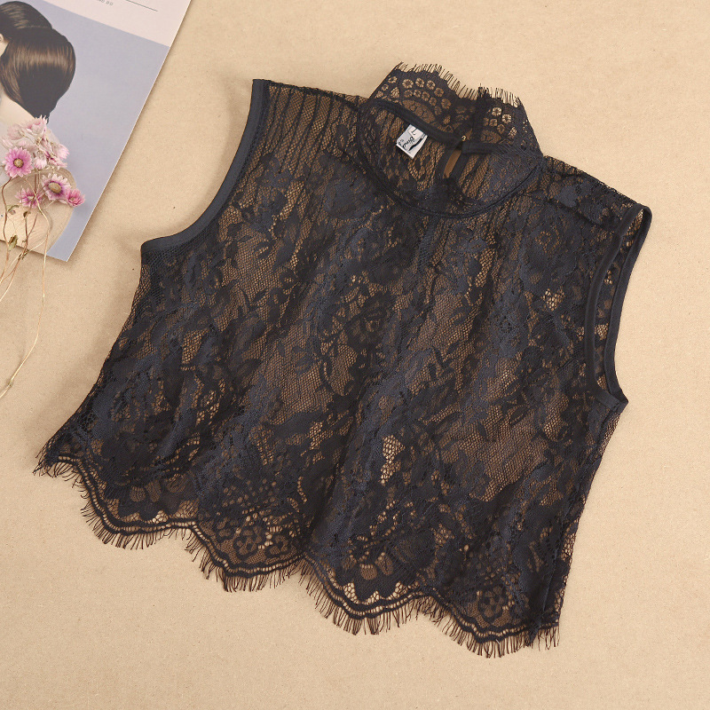 New Half-high Collar Lace Top Winter Transparent Base Shirt Women's Long-sleeved Spring and Autumn All-match Shirt