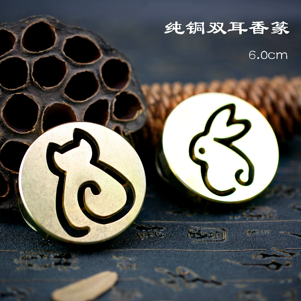 Курильница из чистой меди креативная курильница для благовоний печать формы для благовоний из сандалового дерева посуда для благовоний кролик котенок изображение бесплатная доставка