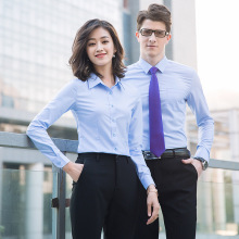 2022夏装新款平纹职业衬衫女加制logo衬衣正装男女同款工作服批发