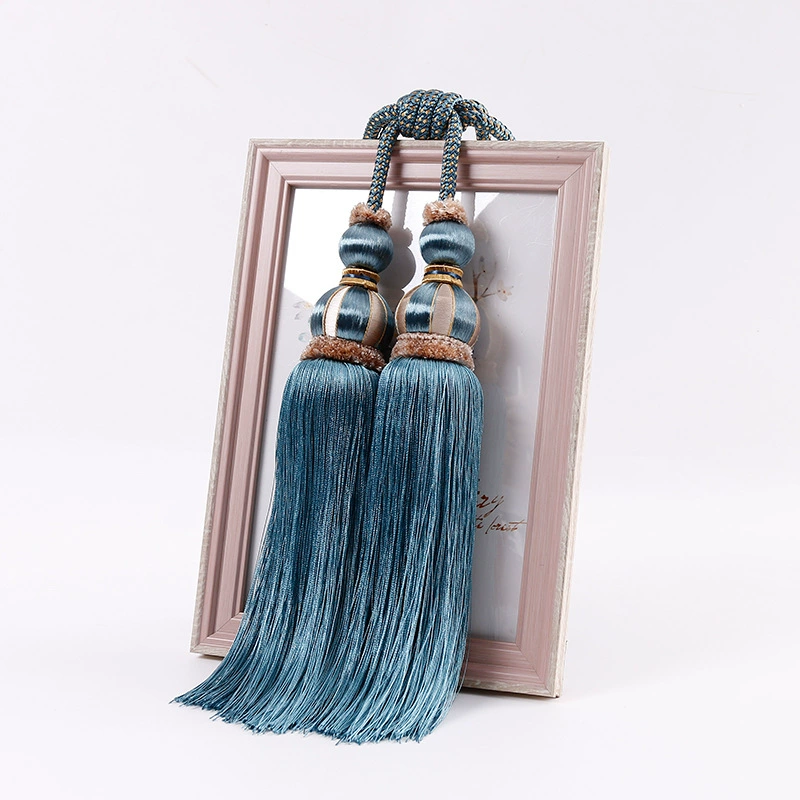 Трансграничные поставки Высокое качество простой занавес висит мяч полиэстер шелк кисточкой ремень веревка двойной мяч ремешок оптом