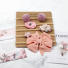 Fashionable children's soft nylon elastic headband with bow, set, hair accessory suitable for photo sessions, flowered