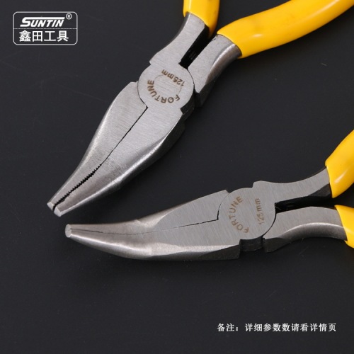 Xintian needle nose pliers 5 inches with toothed nose pliers curved mouth polished manual pliers curved nose pliers curved nose needle pliers