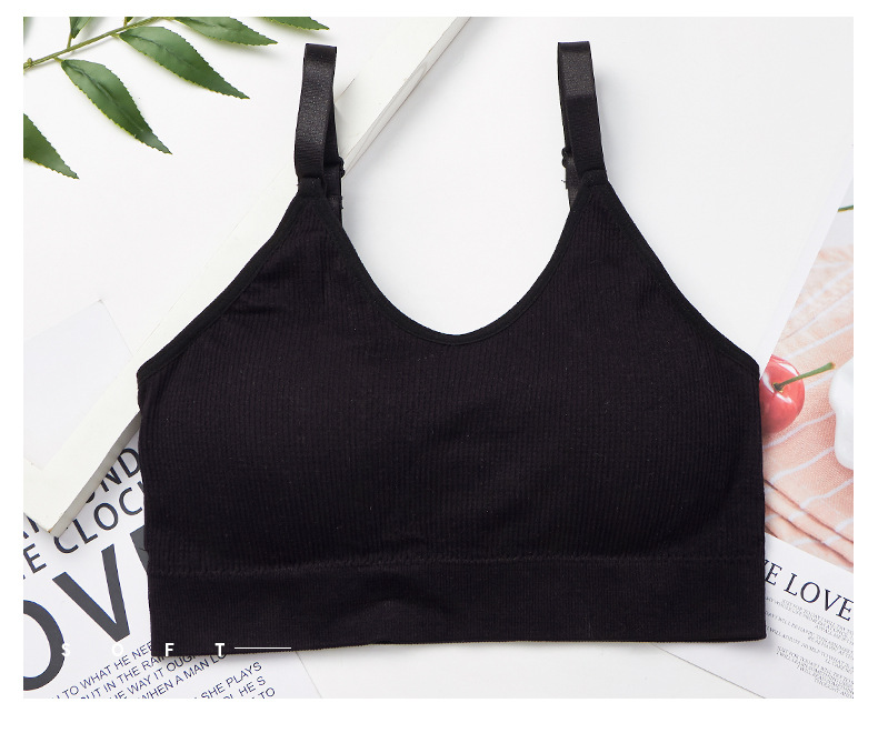 Ladies' threaded, comfortable, wrinkle-free, solid color breathable halter bra, adjustable shoulder strap, seamless, beautiful back bra detail image 9