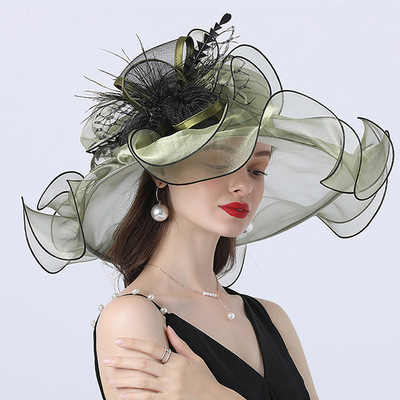 Big brim fedoras evening party Horerace kentucky derby hats street flower sun hat fashion personality good travel by costume travel edge fashion hat