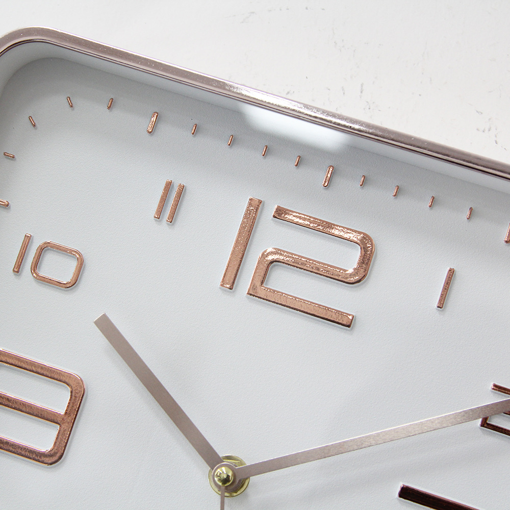 Reloj de pared cuadrado nuevo con letras termoimpresas - Estilo moderno, simple y creativo - Silencioso - Para dormitorio y sala de estar