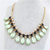 Fashionable short necklace, European style, with gem, Korean style
