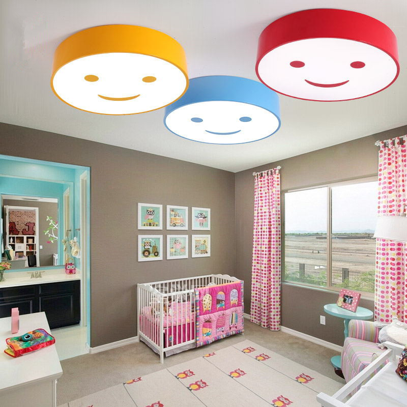 Early Education Round Kidsren's Room Lamp Super Bright Smiling Face Bedroom Lamp Kindergarten Classroom Baby Shop Kidsren's Led Ceiling Lamp
