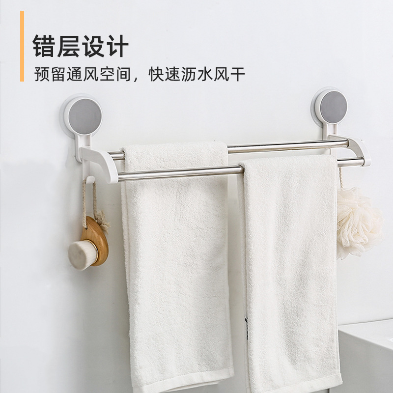 Towel rack sin perforar toallero de baño alargado varilla individual etiqueta sin costuras barra doble barra de toalla