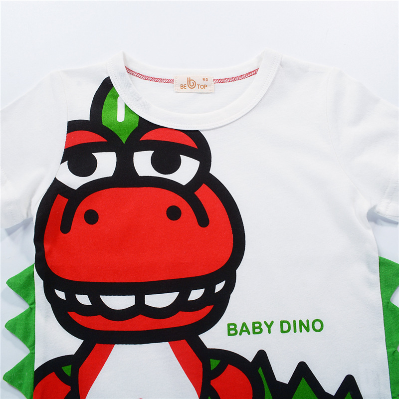 2024 ropa para niños al por mayor estilo coreano verano niños dinosaurio media manga verano Camiseta de manga corta Camiseta superior entrega