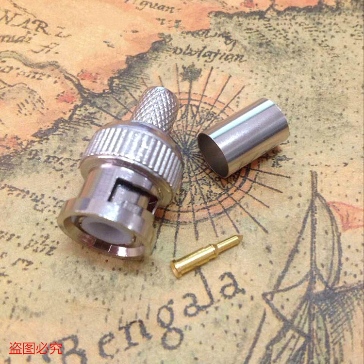 厂家直销铜管Q9视频头BNC头 安防头75-3 -4 75-5铜针三件套冷压头