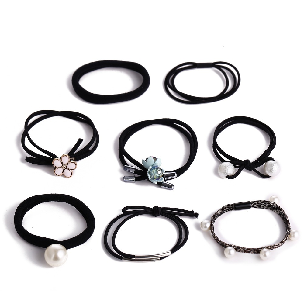 Hair Rope Hair Accessories Tie Hair Ponytail Rubber Band Sweet Head Rope Hair Ring 8 Piece Suit display picture 3