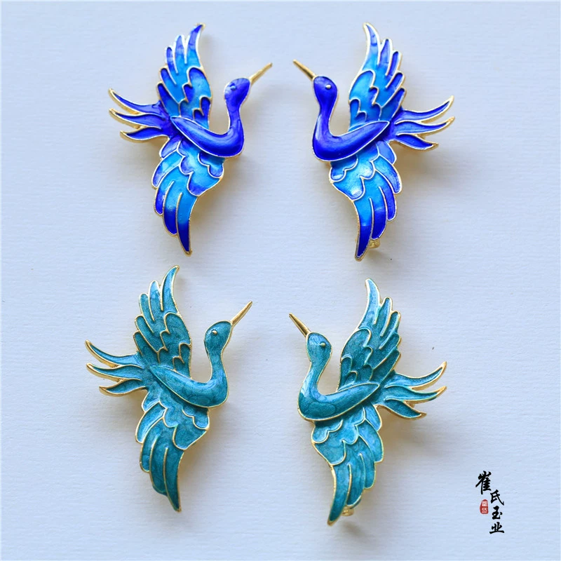 DIY Gukou Glutter Cloisonne Lan -обжаренная синяя Земля Дождь Масло Фея Журавль аксессуары Ясная чистая 2 юаня маленький труба 1.6 юаня
