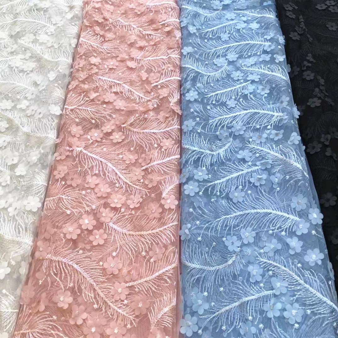 Трехмерное платье, кружевная ткань, 2019, в цветочек, с вышивкой